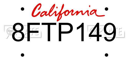8FTP149 California License Plate