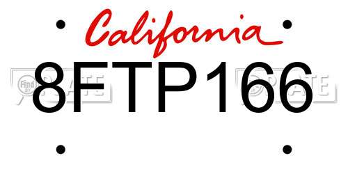 8FTP166 California License Plate