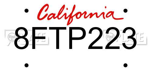 8FTP223 California License Plate