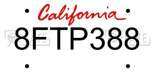8FTP388 California License Plate