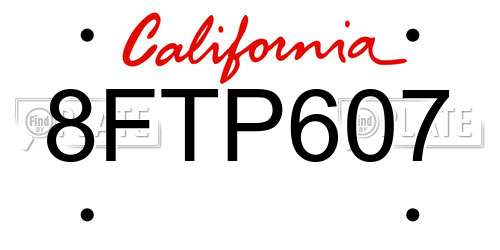 8FTP607 California License Plate