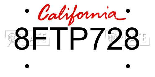 8FTP728 California License Plate