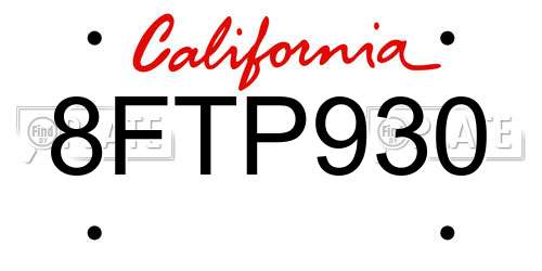 8FTP930 California License Plate