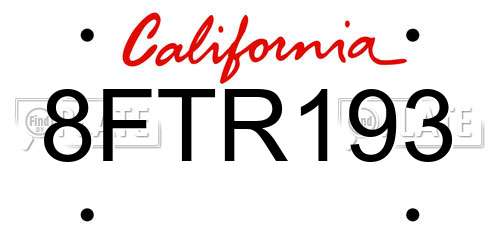 8FTR193 California License Plate