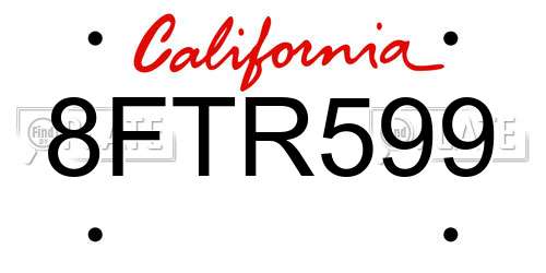 8FTR599 California License Plate