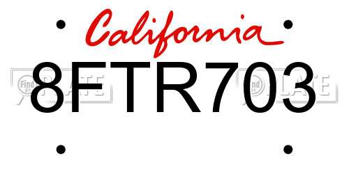 8FTR703 California License Plate