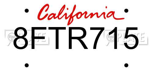 8FTR715 California License Plate