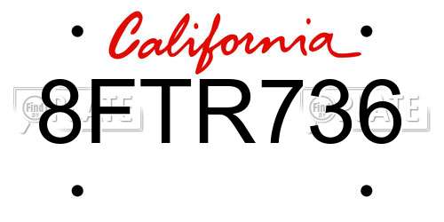 8FTR736 California License Plate