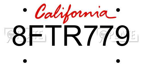 8FTR779 California License Plate