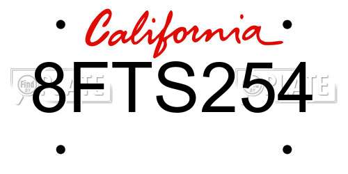 8FTS254 California License Plate