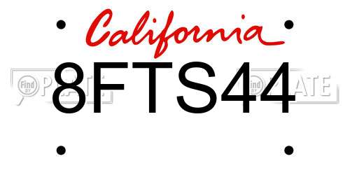 8FTS44 California License Plate