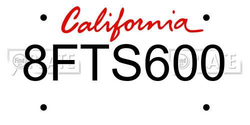 8FTS600 California License Plate