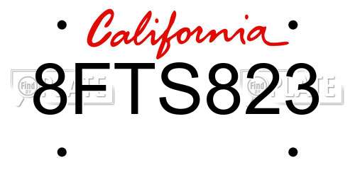 8FTS823 California License Plate