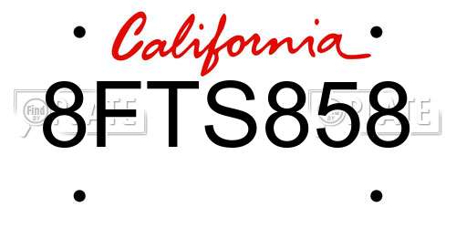 8FTS858 California License Plate