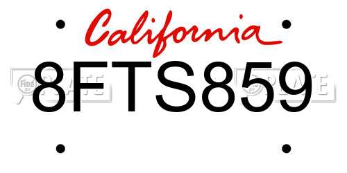 8FTS859 California License Plate