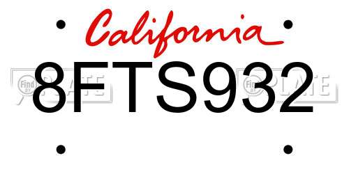 8FTS932 California License Plate