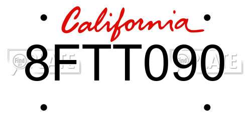8FTT090 California License Plate