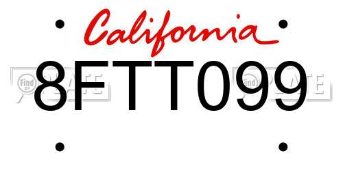 8FTT099 California License Plate