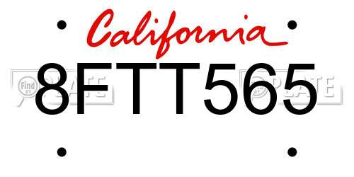 8FTT565 California License Plate