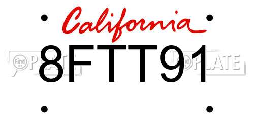 8FTT91 California License Plate