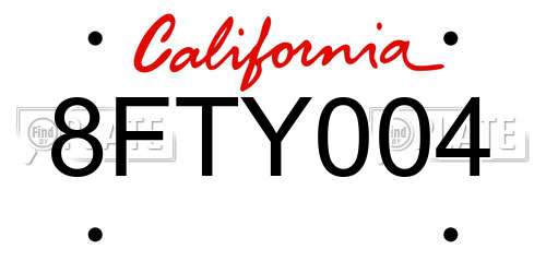 8FTY004 California License Plate