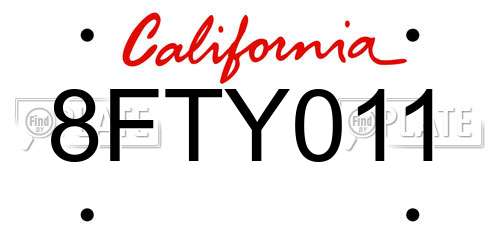 8FTY011 California License Plate