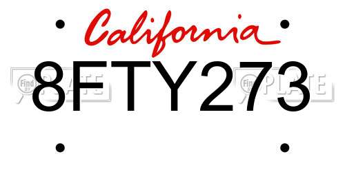 8FTY273 California License Plate