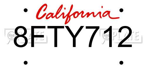 8FTY712 California License Plate