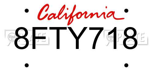 8FTY718 California License Plate