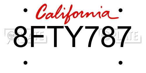 8FTY787 California License Plate