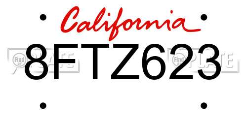 8FTZ623 California License Plate