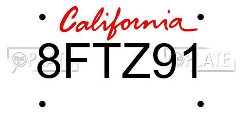 8FTZ91 California License Plate