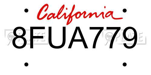 8FUA779 California License Plate