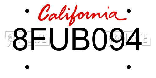 8FUB094 California License Plate