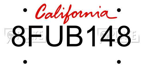 8FUB148 California License Plate