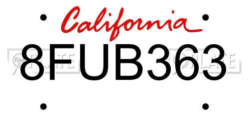 8FUB363 California License Plate