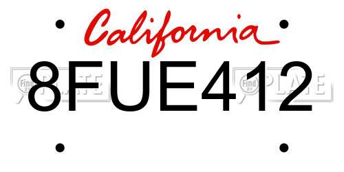 8FUE412 California License Plate