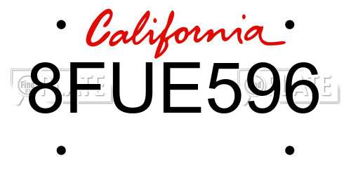 8FUE596 California License Plate