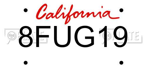 8FUG19 California License Plate