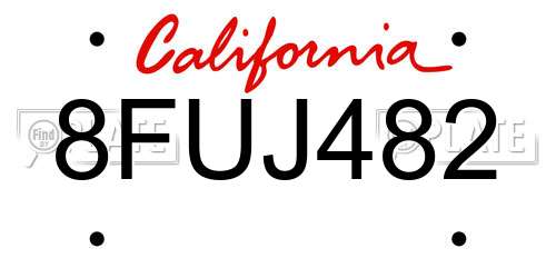 8FUJ482 California License Plate