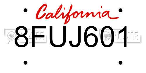 8FUJ601 California License Plate