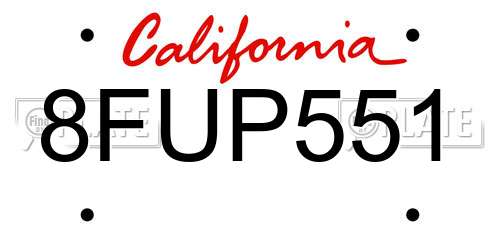 8FUP551 California License Plate
