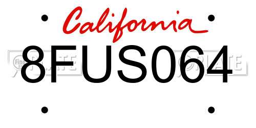 8FUS064 California License Plate