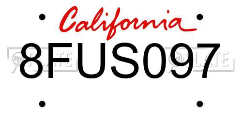 8FUS097 California License Plate