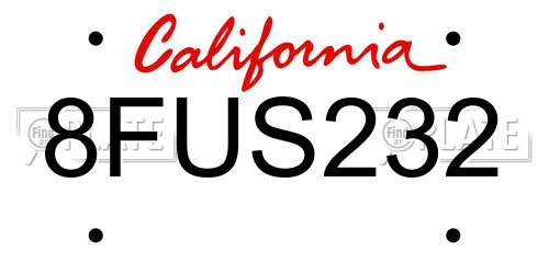 8FUS232 California License Plate