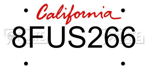 8FUS266 California License Plate