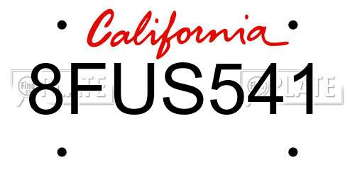 8FUS541 California License Plate