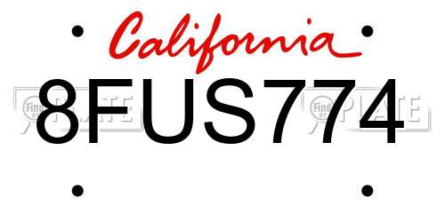 8FUS774 California License Plate