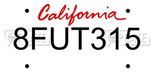 8FUT315 California License Plate
