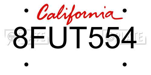 8FUT554 California License Plate